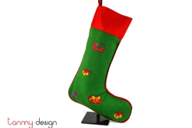  Big green Christmas boots with gift embroidery
